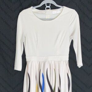 OrderPlus Abstract Geometric Print Midi Dress - Size M - Primary Colors